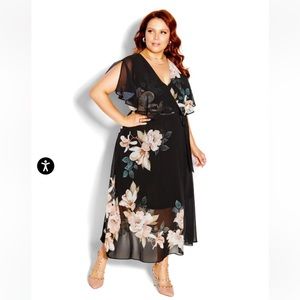 City Chic Maxi Bold Magnolia Dress size M/18
